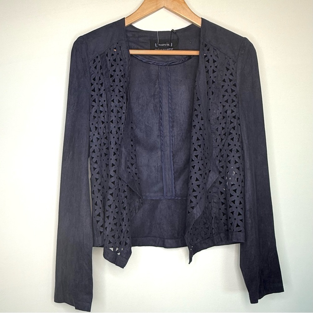 Bianca Ramona Faux Suede Open Blazer – Flower Blues – German Brand - 36 – NWT - Picture 2 of 7